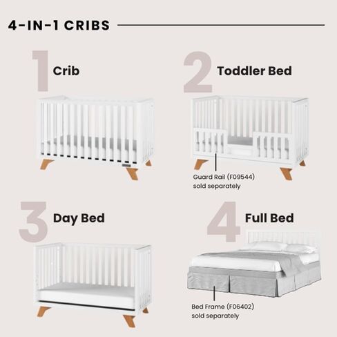 Child Craft SOHO Crib, 3-Drawer Dresser, Chest, Nightstand, 4-Piece Nursery Set (White/Natural) in Kuwait