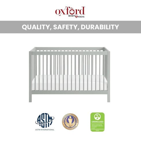 Oxford Baby Essentials Island Full Size 4-in-1 Convertible Baby Crib with Round Spindles, Gray in Kuwait