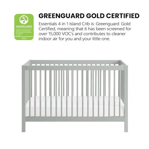 Oxford Baby Essentials Island Full Size 4-in-1 Convertible Baby Crib with Round Spindles, Gray in Kuwait