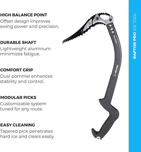Trango Raptor Pro - محاور فنية لتسلق الجليد لشلالات الجليد، والطرق المختلطة وتسلق الجبال مع اللقطات المعيارية، نموذج Pro in Kuwait