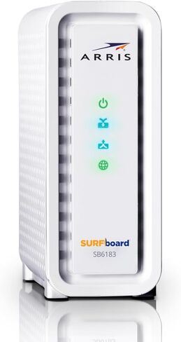 ARRIS (SB6183) - مودم كابل - Fast DOCSIS 3.0 16x4 Gigabit، [تحقق مع المزود الخاص بك للتأكد من التوافق]، منفذ 1 جيجابت في الثانية، أقصى سرعة للإنترنت 400 ميجابت في الثانية، ضمان لمدة عامين in Kuwait