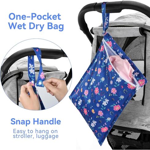 OTraki 3 Pack Waterproof Wet Dry Bag with Zippered & Handle Reusable Wet Clothes Bag Baby Cloth Diaper Wet Bags for Swimming Travel Beach Pool Gym,Don't Drying, Melting 140-176℉ (Flower Pattern) in Saudi Arabia