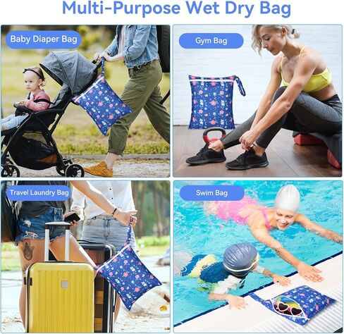 OTraki 3 Pack Waterproof Wet Dry Bag with Zippered & Handle Reusable Wet Clothes Bag Baby Cloth Diaper Wet Bags for Swimming Travel Beach Pool Gym,Don't Drying, Melting 140-176℉ (Flower Pattern) in Saudi Arabia