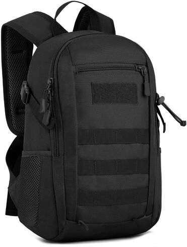 حقيبة ظهر تكتيكية HUNTVP 10L حقيبة ظهر صغيرة صغيرة Daypack حقيبة ظهر عسكرية MOLLE حقيبة ظهر تكتيكية للصيد والتخييم والرحلات (10L-أسود) in Saudi Arabia