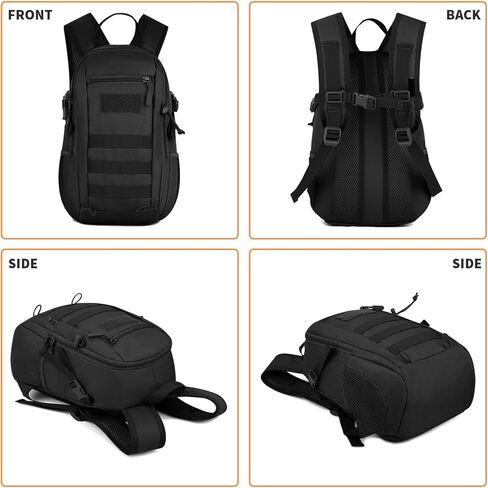 حقيبة ظهر تكتيكية HUNTVP 10L حقيبة ظهر صغيرة صغيرة Daypack حقيبة ظهر عسكرية MOLLE حقيبة ظهر تكتيكية للصيد والتخييم والرحلات (10L-أسود) in Saudi Arabia
