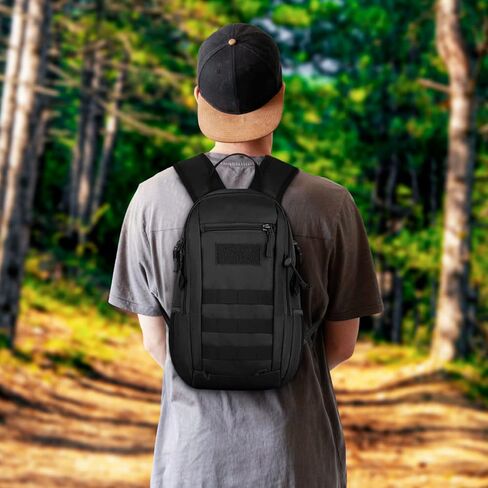 حقيبة ظهر تكتيكية HUNTVP 10L حقيبة ظهر صغيرة صغيرة Daypack حقيبة ظهر عسكرية MOLLE حقيبة ظهر تكتيكية للصيد والتخييم والرحلات (10L-أسود) in Saudi Arabia