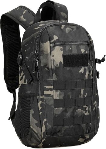 حقيبة ظهر تكتيكية HUNTVP 10L حقيبة ظهر صغيرة صغيرة Daypack حقيبة ظهر عسكرية MOLLE حقيبة ظهر تكتيكية للصيد والتخييم والرحلات (10L-أسود) in Saudi Arabia