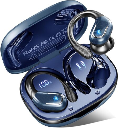 Wireless Earbuds, Sport Bluetooth 5.4 Headphones 2026 New Bluetooth Earbuds with 75Hrs Stereo, 4 ENC Mic, Noise Canceling Over-Ear Buds with Earhooks, IP7 Waterproof Earphones for Workout/Running/Gym in Kuwait