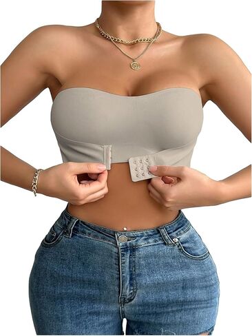 GORGLITTER Women's Bandeau Bralette Seamless Front Buckle Non-Slip Comfortable Strapless Bra in Saudi Arabia