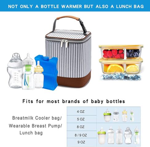 Breast Milk Cooler Bag with Ice Pack Fits 4 Baby Bottles Up to 9 Ounce, Baby Bottle Bag Great for Nursing Mom Daycare, Strap in Saudi Arabia