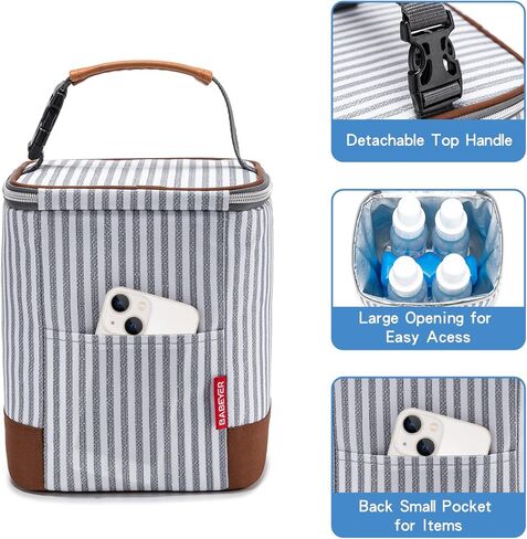 Breast Milk Cooler Bag with Ice Pack Fits 4 Baby Bottles Up to 9 Ounce, Baby Bottle Bag Great for Nursing Mom Daycare, Strap in Saudi Arabia