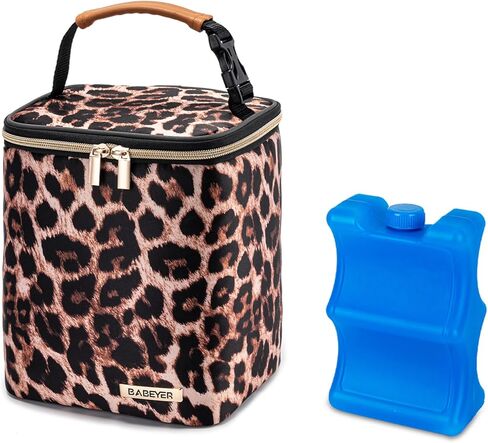 Breast Milk Cooler Bag with Ice Pack Fits 4 Baby Bottles Up to 9 Ounce, Baby Bottle Bag Great for Nursing Mom Daycare, Strap in Saudi Arabia