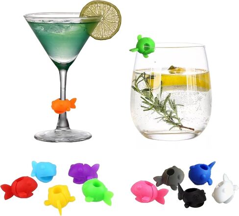 Wine Charms Glass Markers,Silicone Wine Glass Marking Label for Bar Party Cocktail Champagne Stem Glasses(12pc Cat Shape) in Kuwait
