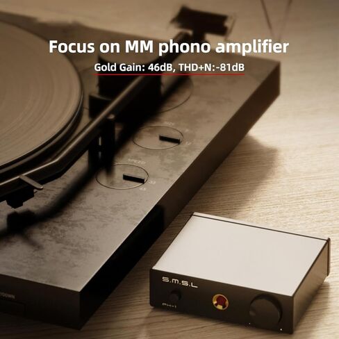 S.M.S.L PH-1 Mini Phono Preamp، مضخم صوت استريو مع مخرج سماعة الرأس RCA/6.35 مم، Preamp لمشغل تسجيل الفونوغراف القرص الدوار MM مع مصدر طاقة DC 5V in Saudi Arabia