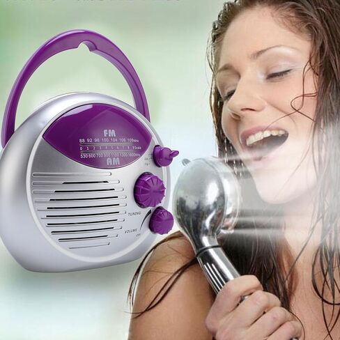 راديو دش مقاوم للماء، راديو حمام معلق AM FM قابل للتعديل، مع مقبض دوار لسهولة الضبط، بطارية راديو محمولة للطوارئ تعمل بالمنزل في الهواء الطلق in Kuwait