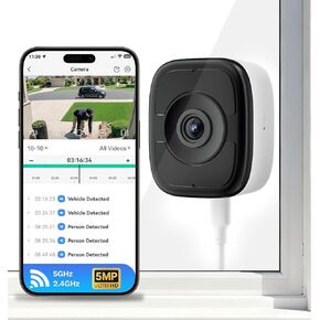 LongPlus 3K 5MP Window Camera with Night Vision, 2.4ghz & 5ghz WiFi Indoor Window Cameras for Home Security, AI Smart Detection, 2-Way Audio, Easy & Quick Install, 24/7 Recording in Kuwait