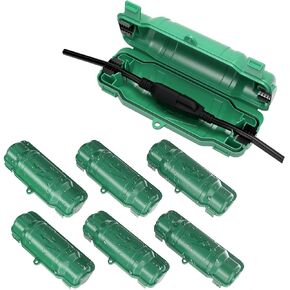 قطعتان من غطاء أمان سلك التمديد الخارجي مع ختم مقاوم للماء IP54 مقاوم للماء، صندوق توصيل كهربائي مقاوم للطقس مع مزلاجين، قابس، مقبس، ضوء زينة للعطلات، أسود in Kuwait