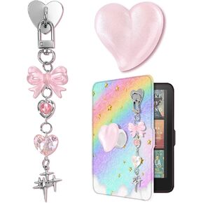 Windspeed Cute Charm Chain Set for Kindle Accessories for E-Reader Charms Chain Hook, Includes Heart Grip Holder, Pink Keychains with Hook, Nice Gift for Book Lovers, Women, Men in Saudi Arabia