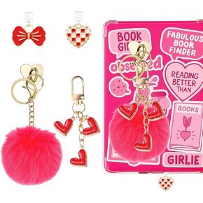 مجموعة سحر إكسسوارات كيندل، سلسلة مفاتيح بوم بوم حمراء ساخنة، سدادة غبار من النوع C متوافقة مع القارئ الإلكتروني كيندل بيبر وايت الجيل الحادي عشر والثاني عشر، مثالية لعشاق القراءة in Kuwait