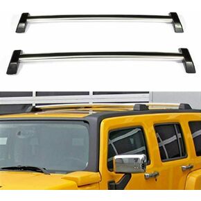 2pcs Cross bar roof Rack Rails Fits for Hummer H3 H3T 2006 2007 2008 2009 2010 Crossbars Crossbar Without Roof Rack(Black&Silver) in Kuwait