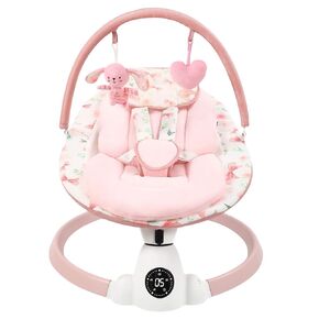 Baby Swing for Infants with 5 Swing Speeds, Portable Electric Baby Swing with Bluetooth, Touch Panel, 5-Point Harness, Indoor & Outdoor Use, Pink in Saudi Arabia