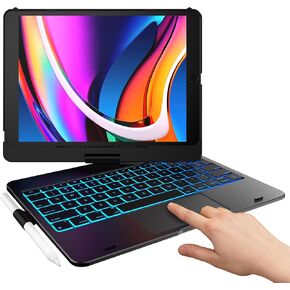 typecase Touch iPad 9th Generation Case with Keyboard (10.2", 2021), Multi-Touch Trackpad, 10 Color Backlight, 360° Rotatable, Thin & Light for iPad 8th Gen, 7th Gen, Air 3, Pro 10.5 (Midnight Green) in Kuwait