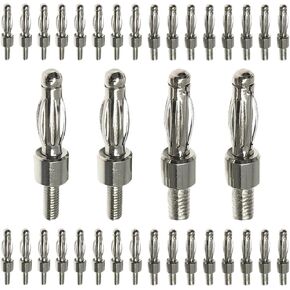 40PCS 4mm Banana with Thread 3mm / 4mm for Panel Mount M3 / M4 Bolt Fitted Uninsulated Adaptor Connector Plugs(4MM Thread 40pcs) in Saudi Arabia