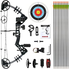 Youth Compound Bow Set 15-45 Lbs for Teens and Beginner, Package with Archery Hunting Equipment, Max Speed 260fps, Adjustable, Right Hand in Kuwait