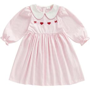 Toddler Girl Christmas Outfit Red Velvet Dress Long Sleeve Peter Pan Smocked Dress Vintage Baby Clothes in Kuwait