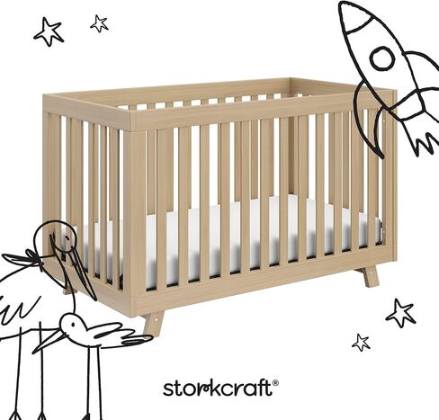 سرير أطفال Storkcraft Beckett 3 في 1 قابل للتحويل (خشب دريفت) - معتمد من GREENGUARD Gold، يناسب مرتبة سرير الأطفال القياسية، يتحول إلى سرير طفل صغير وسرير نهاري، 4 ارتفاعات للمراتب، تصميم ينمو معي in Saudi Arabia
