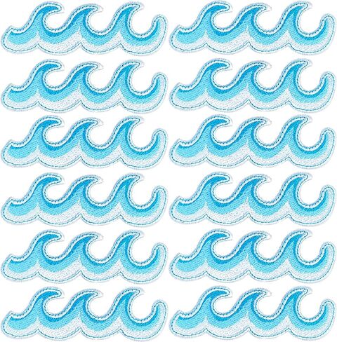 10 Pieces Ocean Wave Embroidered Patches Blue Sea Wave Iron on Patch Applique Repair Patch for Clothes Dress Jackets Caps DIY Embroidery Patches Sewing Craft Decoration in Saudi Arabia