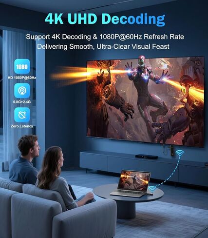 2026 جهاز إرسال واستقبال HDMI لاسلكي مطور 328FT/100M، فك تشفير 4K و1080P 60 هرتز، نطاق مزدوج 5G/2.4G، شاشة موسع HDMI لاسلكية للفيديو/الصوت للمراقبة من الكمبيوتر المحمول/صندوق التلفزيون in Kuwait