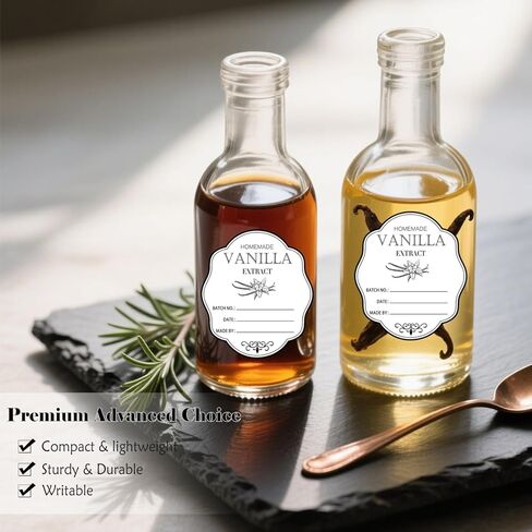 Homemade Vanilla Extract Labels 1.6x2 Inch Gift Present Stickers- Holiday Gift Labels for Handcrafted Vanilla Bottles Jar Kitchen Pantry 120Pcs (Kraft) in Saudi Arabia