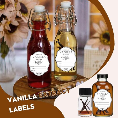 Homemade Vanilla Extract Labels 1.6x2 Inch Gift Present Stickers- Holiday Gift Labels for Handcrafted Vanilla Bottles Jar Kitchen Pantry 120Pcs (Kraft) in Saudi Arabia