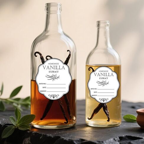Homemade Vanilla Extract Labels 1.6x2 Inch Gift Present Stickers- Holiday Gift Labels for Handcrafted Vanilla Bottles Jar Kitchen Pantry 120Pcs (Kraft) in Saudi Arabia