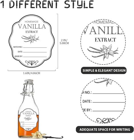 Homemade Vanilla Extract Labels 1.6x2 Inch Gift Present Stickers- Holiday Gift Labels for Handcrafted Vanilla Bottles Jar Kitchen Pantry 120Pcs (Kraft) in Saudi Arabia