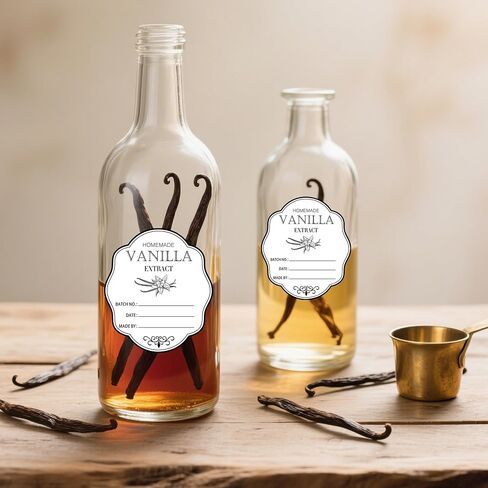 Homemade Vanilla Extract Labels 1.6x2 Inch Gift Present Stickers- Holiday Gift Labels for Handcrafted Vanilla Bottles Jar Kitchen Pantry 120Pcs (Kraft) in Saudi Arabia
