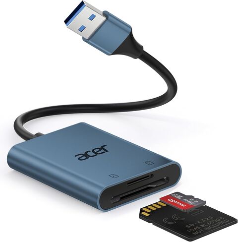 قارئ بطاقات Acer SD، USB A 3.0 إلى قارئ بطاقات الذاكرة الصغيرة، محول SD إلى USB مزدوج الفتحة من الألومنيوم للكمبيوتر والكمبيوتر الشخصي والكمبيوتر المحمول والأجهزة من النوع A، متوافق مع بطاقات SD/Micro SDXC/SDXC/SDHC/MMC/TF in Kuwait