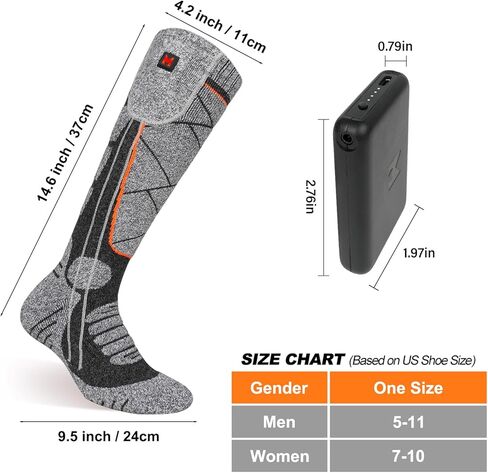 جوارب ساخنة، جوارب قابلة لإعادة الشحن 5 فولت 6000 مللي أمبير للرجال والنساء، جوارب كهربائية مع 3 مستويات تسخين للشتاء، التزلج، الصيد، التخييم، المشي لمسافات طويلة، ركوب الدراجات، العمل في الهواء الطلق in Kuwait