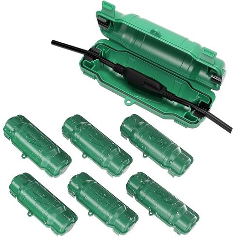 قطعتان من غطاء أمان سلك التمديد الخارجي مع ختم مقاوم للماء IP54 مقاوم للماء، صندوق توصيل كهربائي مقاوم للطقس مع مزلاجين، قابس، مقبس، ضوء زينة للعطلات، أسود in Kuwait