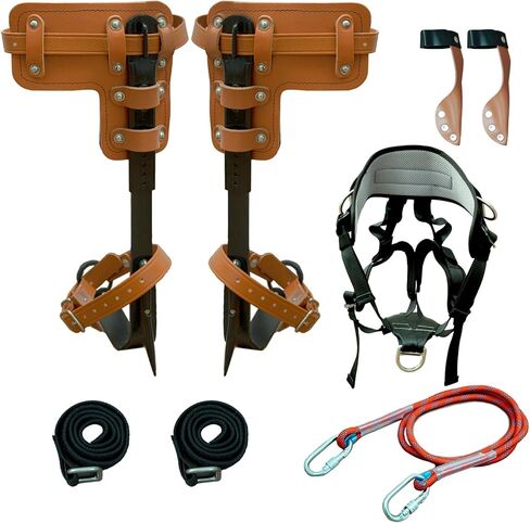 Tree Climbing Spikes Set,Tree Climbing Gear, 1 Pair Alloy Steel Climbing Spurs,350lbs Load Capacity with Safety Seat, Arborist Equipment for Climbers, Fruit Picking and Lumberjack, Orange in Saudi Arabia
