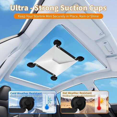 حامل ستارلينك الصغير - كوب شفط لملحقات ستارلينك الصغيرة، حامل نافذة سقف السيارة قوي الشفط لإشارة الأقمار الصناعية المستقرة الداخلية/الزجاج الخارجي، المركبات الترفيهية والقوارب ورحلات الطريق in Kuwait