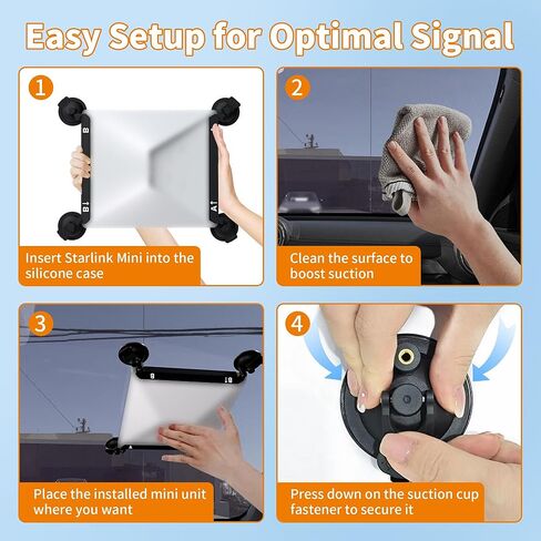 حامل ستارلينك الصغير - كوب شفط لملحقات ستارلينك الصغيرة، حامل نافذة سقف السيارة قوي الشفط لإشارة الأقمار الصناعية المستقرة الداخلية/الزجاج الخارجي، المركبات الترفيهية والقوارب ورحلات الطريق in Kuwait