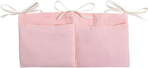 Little One Case Bag, Crib Organizer Side, Cotton Gauze Dual Pockets Beige, Easy Installation, Durability in Saudi Arabia
