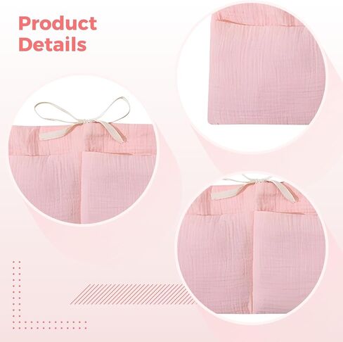 Little One Case Bag, Crib Organizer Side, Cotton Gauze Dual Pockets Beige, Easy Installation, Durability in Saudi Arabia