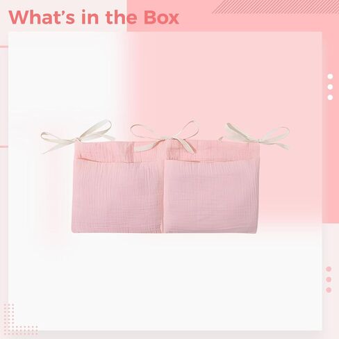 Little One Case Bag, Crib Organizer Side, Cotton Gauze Dual Pockets Beige, Easy Installation, Durability in Saudi Arabia