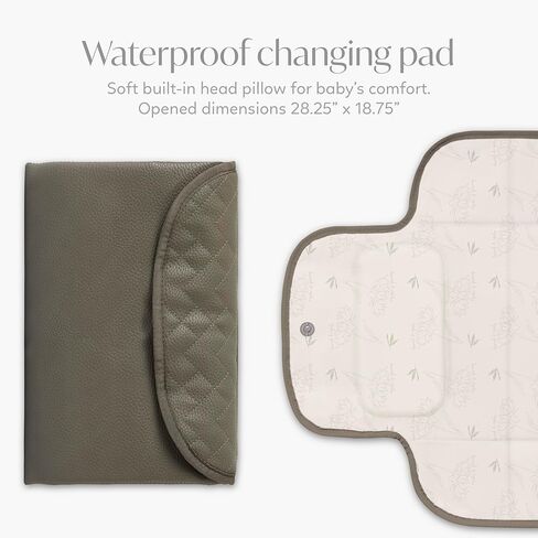 حقيبة ظهر للحفاضات للسفر من هانا وصوفيا، مجموعة حقائب سفر للأطفال مكونة من 4 قطع مع منفذ شحن USB-C، ونظام تنظيم 11 جيبًا، وحقيبة زجاجات، ووسادة تغيير الحفاضات، وسلسلة مفاتيح AirTag، باللون الأخضر الغابة in Kuwait