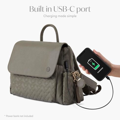 حقيبة ظهر للحفاضات للسفر من هانا وصوفيا، مجموعة حقائب سفر للأطفال مكونة من 4 قطع مع منفذ شحن USB-C، ونظام تنظيم 11 جيبًا، وحقيبة زجاجات، ووسادة تغيير الحفاضات، وسلسلة مفاتيح AirTag، باللون الأخضر الغابة in Kuwait