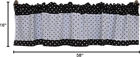 Zen Creative Designs Multi Colored Small Polka Dots Cotton Window Valance Home Décor Bedroom Nursery Kitchen Window (58" Wide x 16" Long, Oreo) in Saudi Arabia