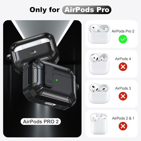 RFUNGUANGO for AirPods Pro 2nd Gen Protective Case with Cleaning Kit, Military Hard Case with Lock for AirPod Gen 2 Charging Case 2023, 2022, Black in Saudi Arabia